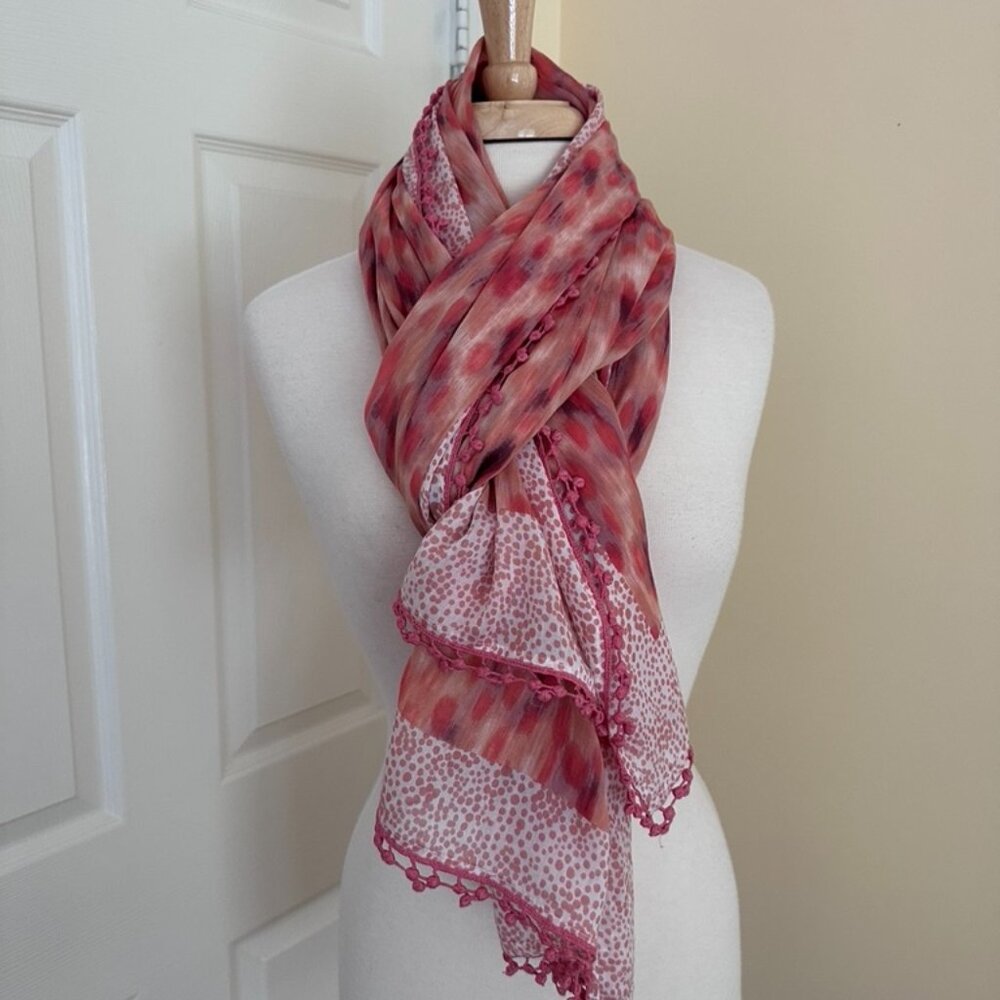 Ann Taylor Cotton Lawn Warm Beachy Colors Shawl / Scarf